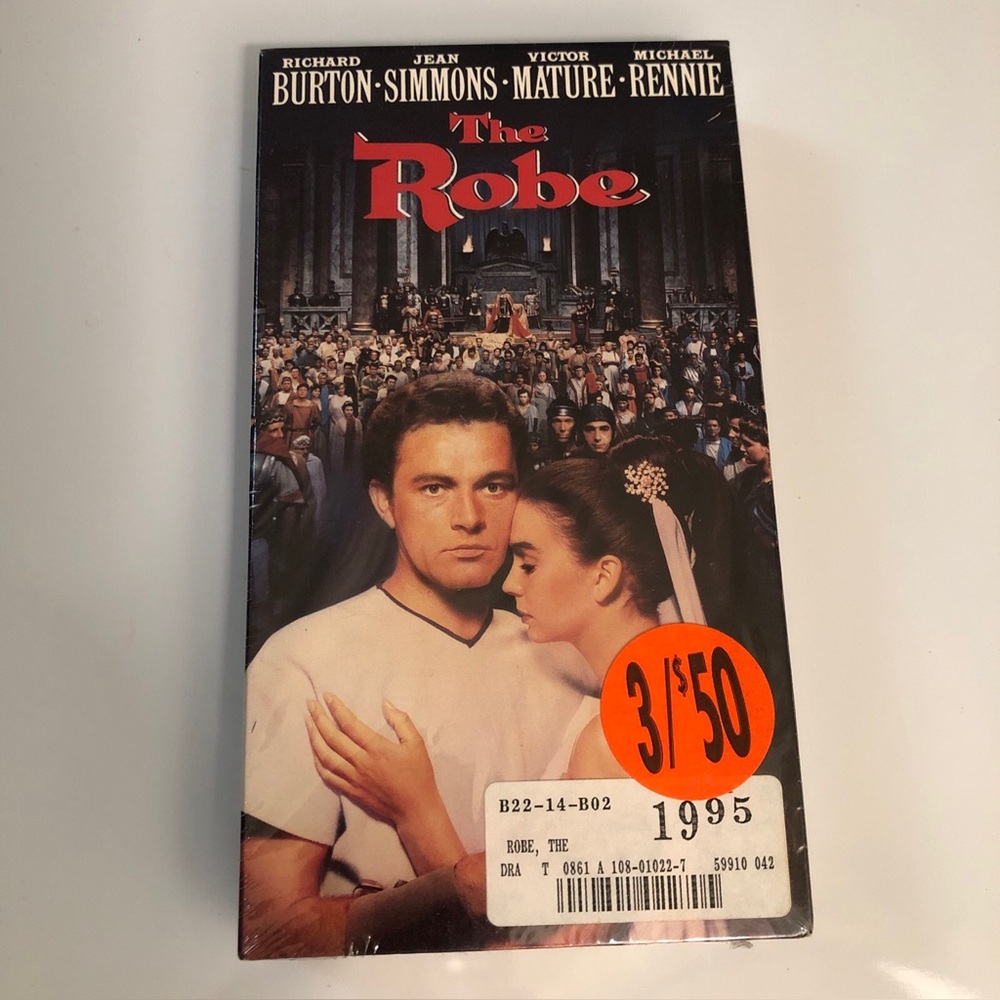 ⭐ The Robe VHS Movie NEW Sealed Vintage Richard Burton Jean Simmons Fox Studio